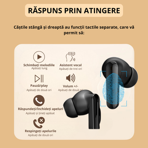 Casti wireless bluetooth 5.4, model M69, 20 ore redare, microfon integrat, 3D stereo, control tactil, design ergonomic, incarcare USB, ideale muzica si apeluri, Negru [2]