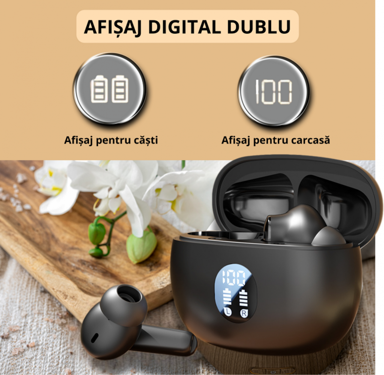 Casti wireless bluetooth 5.4, model M69, 20 ore redare, microfon integrat, 3D stereo, control tactil, design ergonomic, incarcare USB, ideale muzica si apeluri, Negru [8]