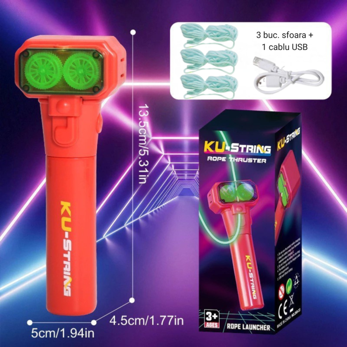 Jucarie Lasso Antigravitationala Interactiva, cu Sfoara Luminoasa, Reincarcabila USB-C, pentru Copii si Adulti, Efect Magic in Aer [2]