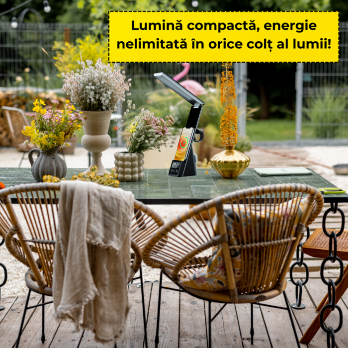 Lampa birou, noptiera 4 in1 smart 15W QI fast charge Wireless, incarcare Telefon, Ceas, Casti, Led, Control Touch, Lumina reglabila, Protectie ochi compatibil, iPhone, Samsung, Huawei, Motorola, Xiaom [10]