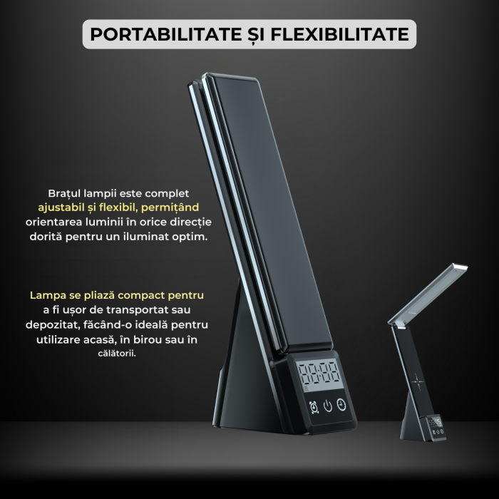 Lampa birou, noptiera 4 in1 smart 15W QI fast charge Wireless, incarcare Telefon, Ceas, Casti, Led, Control Touch, Lumina reglabila, Protectie ochi compatibil, iPhone, Samsung, Huawei, Motorola, Xiaom [5]