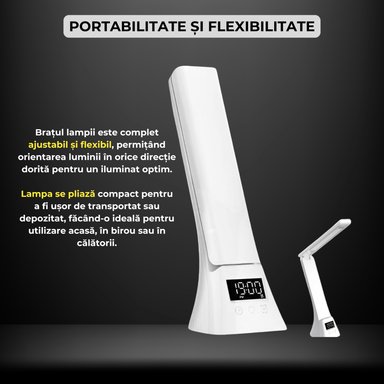 Lampa de birou LED multifunctionala, incarcare wireless, 15W, brat pliabil, iluminare reglabila 5 niveluri, ecran LCD, control tactil, ideala birou si studiu, alb [5]