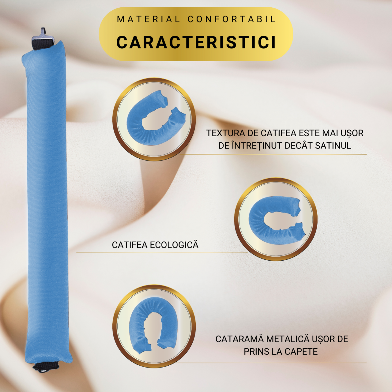 Set 3 ondulatoare fara caldura, role din spuma moale, catifea, pentru bucle durabile si naturale, fara deteriorare, albastru [5]