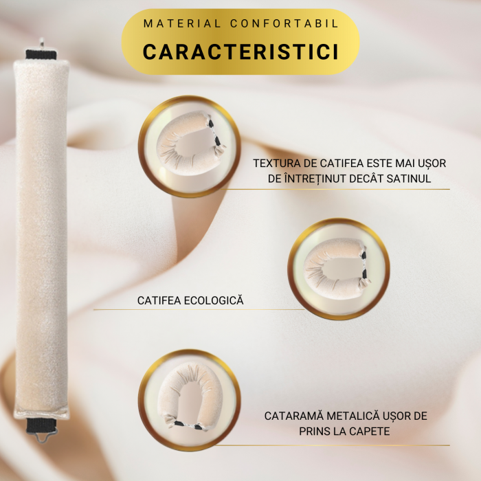 Set 3 ondulatoare fara caldura, role din spuma moale, catifea, pentru bucle durabile si naturale, fara deteriorare, Crem [4]