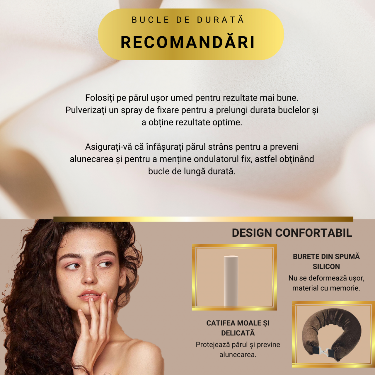 Set 3 ondulatoare fara caldura, role din spuma moale, catifea, pentru bucle durabile si naturale, fara deteriorare, maro [6]