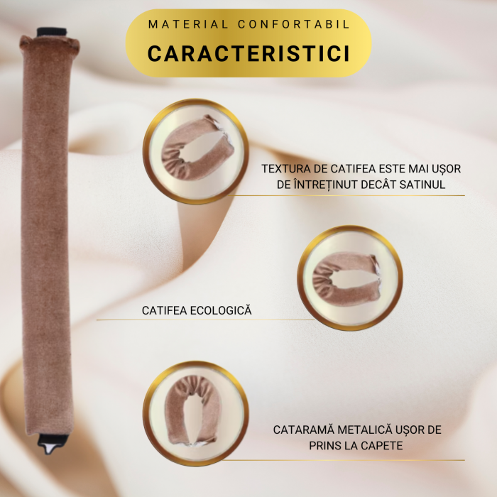 Set 3 ondulatoare fara caldura, role din spuma moale, catifea, pentru bucle durabile si naturale, fara deteriorare, Maro deschis [4]