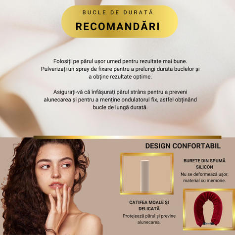 Set 3 ondulatoare fara caldura, role din spuma moale, catifea, pentru bucle durabile si naturale, fara deteriorare, Rosu [5]