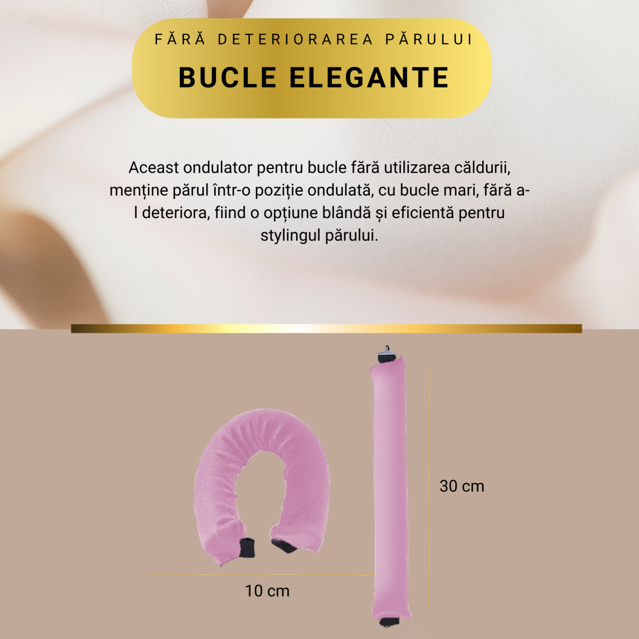 Set 3 ondulatoare fara caldura, role din spuma moale, catifea, pentru bucle durabile si naturale, fara deteriorare, roz [3]