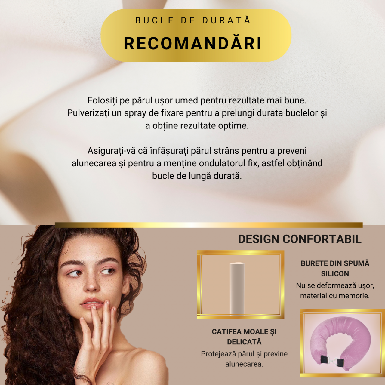 Set 3 ondulatoare fara caldura, role din spuma moale, catifea, pentru bucle durabile si naturale, fara deteriorare, roz [6]