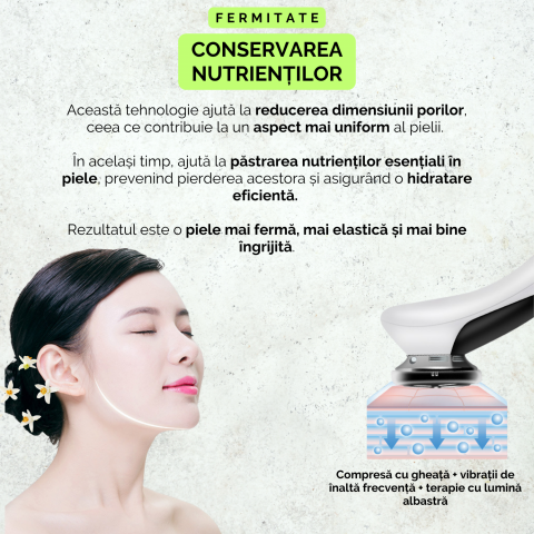 Aparat pentru intinerirea pielii, masaj facial cu vibratii si caldura, 3 niveluri intensitate, micsorare pori, lifting facial, indepartare riduri, tratament acnee, portabil, alb [6]