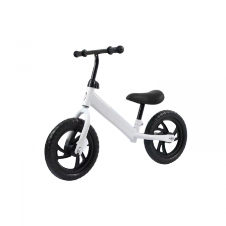 Biciclete - Bicicleta fara pedale pentru copii, model premium, roti negre din spuma EVA, cadru metalic rezistent, sa ajustabila si manere antiderapante, Alb