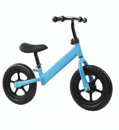 Biciclete - Bicicleta fara pedale pentru copii, model premium, roti negre din spuma EVA, cadru metalic rezistent, sa ajustabila si manere antiderapante, Albastra