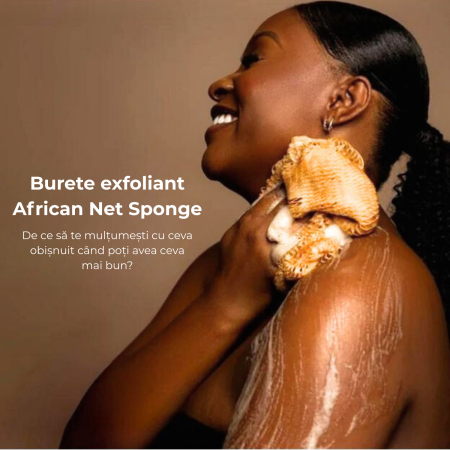 Aparate intretinere - Burete exfoliant African Net Sponge din nylon, exfoliere profunda si curatare delicata, uscare rapida, durabil, lungime extinsa pentru zone greu accesibile, potrivit pentru toate tipurile de piele, di