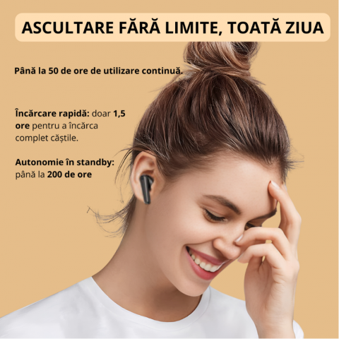 Casti wireless bluetooth 5.4, model M69, 20 ore redare, microfon integrat, 3D stereo, control tactil, design ergonomic, incarcare USB, ideale muzica si apeluri, Negru [6]