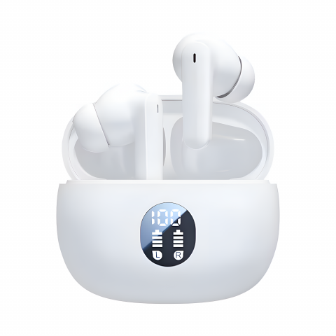 Casti wireless - Casti wireless bluetooth 5.4, model M69, 20 ore redare, microfon integrat, 3D stereo, control tactil, design ergonomic, incarcare USB, ideale muzica si apeluri, alb