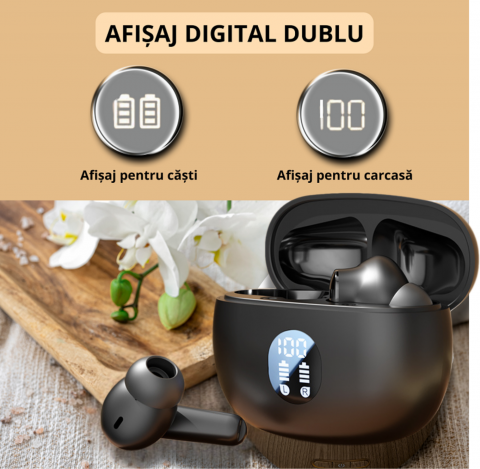 Casti wireless bluetooth 5.4, model M69, 20 ore redare, microfon integrat, 3D stereo, control tactil, design ergonomic, incarcare USB, ideale muzica si apeluri, Negru [7]