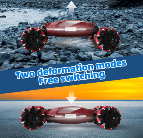 Masinuta RC cu telecomanda dubla - Control prin gesturi si telecomanda traditionala, miscare 360°, roti omnidirectionale, efecte sonore si luminoase, rosu [2]