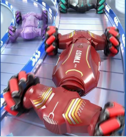 Articole pentru copii - Masinuta RC cu telecomanda dubla - Control prin gesturi si telecomanda traditionala, miscare 360°, roti omnidirectionale, efecte sonore si luminoase, rosu