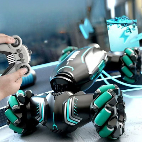 Masinuta RC cu telecomanda dubla - Control prin gesturi si telecomanda traditionala, miscare 360°, roti omnidirectionale, efecte sonore si luminoase, verde [1]