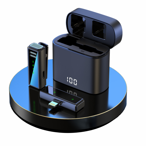 Gadgeturi & Electronice - Microfon lavaliera wireless, reducere zgomot, 2.4G,  compatibil type-C, inregistrare/incarcare simultana, ideal filmari si prezentari, portabil, negru