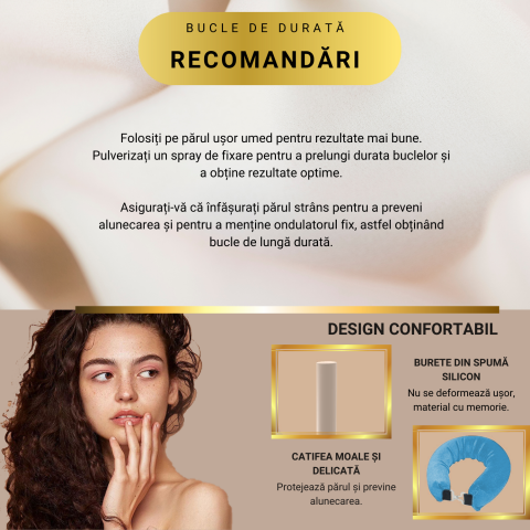 Set 3 ondulatoare fara caldura, role din spuma moale, catifea, pentru bucle durabile si naturale, fara deteriorare, albastru [5]