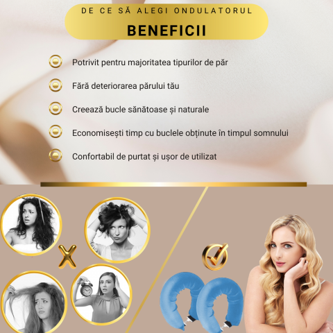 Set 3 ondulatoare fara caldura, role din spuma moale, catifea, pentru bucle durabile si naturale, fara deteriorare, albastru [6]