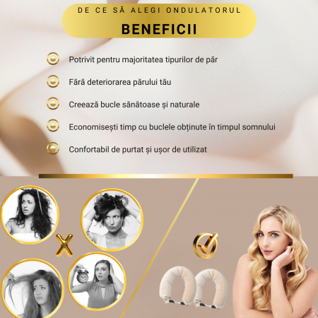Set 3 ondulatoare fara caldura, role din spuma moale, catifea, pentru bucle durabile si naturale, fara deteriorare, Crem [5]