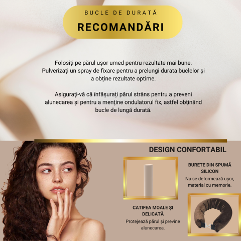 Set 3 ondulatoare fara caldura, role din spuma moale, catifea, pentru bucle durabile si naturale, fara deteriorare, maro [5]