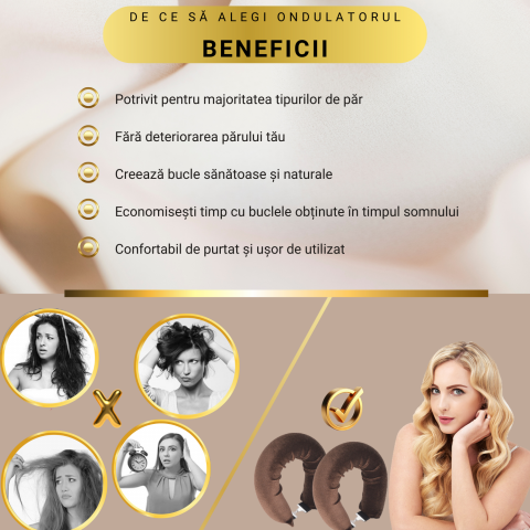 Set 3 ondulatoare fara caldura, role din spuma moale, catifea, pentru bucle durabile si naturale, fara deteriorare, maro [6]