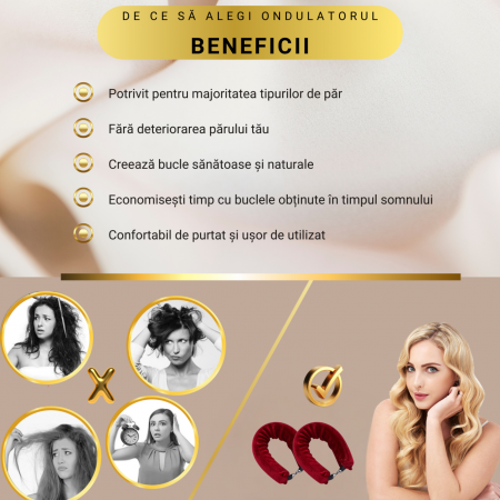 Set 3 ondulatoare fara caldura, role din spuma moale, catifea, pentru bucle durabile si naturale, fara deteriorare, Rosu [5]