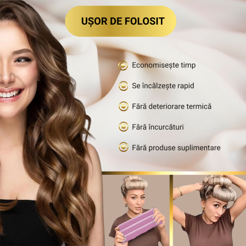 Set 3 ondulatoare fara caldura, role din spuma moale, catifea, pentru bucle durabile si naturale, fara deteriorare, roz [3]