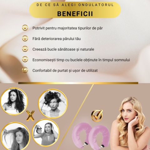 Set 3 ondulatoare fara caldura, role din spuma moale, catifea, pentru bucle durabile si naturale, fara deteriorare, roz [6]