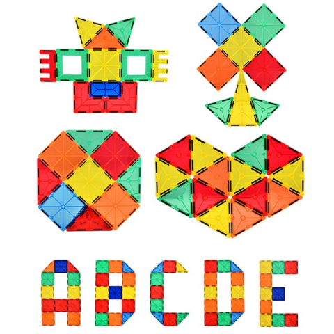 Set de Constructie Magnetic, Educativ si Creativ, Ultimate Edition, 120 piese multicolore + 2 platforme cu Roti si Cutie de Depozitare [8]