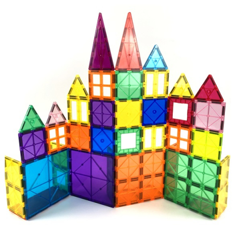 Set de Constructie Magnetic, Educativ si Creativ, Ultimate Edition, 120 piese multicolore + 2 platforme cu Roti si Cutie de Depozitare [5]