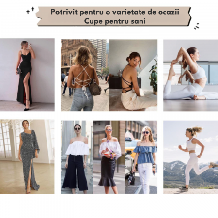 Sutien cu Cupe Autoadezive, Reutilizabile si Impermeabile, Confort Discret pentru Tinute Fara Bretele, confort maxim pentru utilizare zilnica si Ocazii Speciale, 13 CM [1]