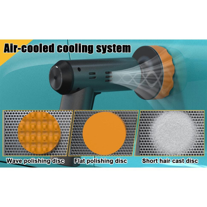 Aparat de Lustruit Auto Fara Fir, Masina de Polish si Ceruit, 2000 RPM, Afisaj Digital, Portabil, Include 3 Capete Accesorii, Gri/Negru [2]