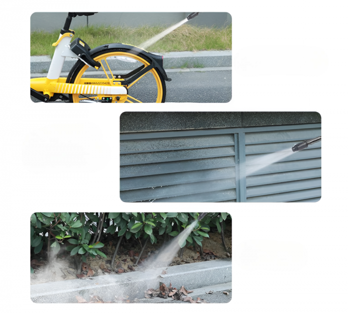 Aparat De Spalat Cu Presiune Portabil, Fara Fir, Tip Pistol, Cu 3 Moduri De Functionare, Pentru Casa, Gradina, Masina, Recipient Spuma, Filtru si Duze Incluse, 2 Acumulatori 48 V, Negru [2]
