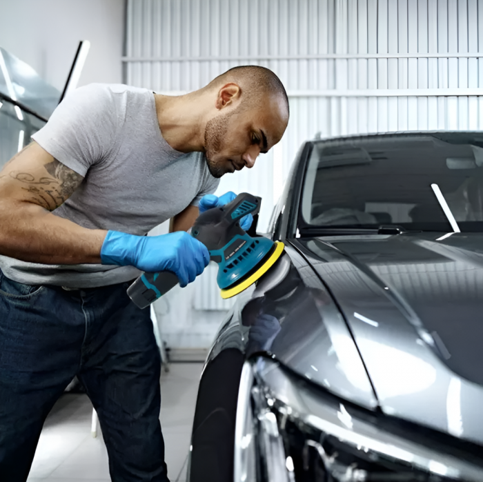 Aparat Polish Auto, 2 Acumulatori 12V, Fara fir, Portabil, 2500-5000 Rpm, 8 Viteze, Albastru/Negru [5]