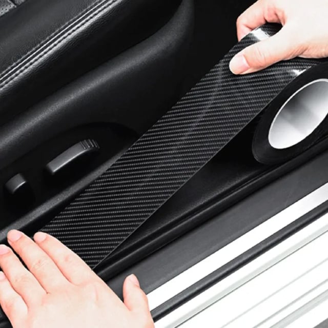 Banda Protectie Auto, din Carbon, Pentru Prag, Usa, Bara, Bord, Impermeabila, Tuning Auto, 7cm x 3m [2]