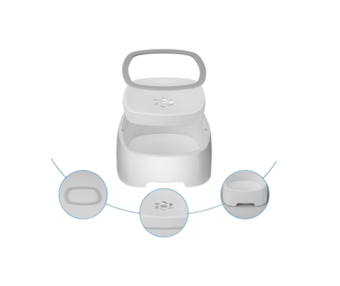 Bol de Apa Anti-Stropire pentru Animale, 1.5 l, Design Inteligent Compact, 18x10 cm, Alb [2]