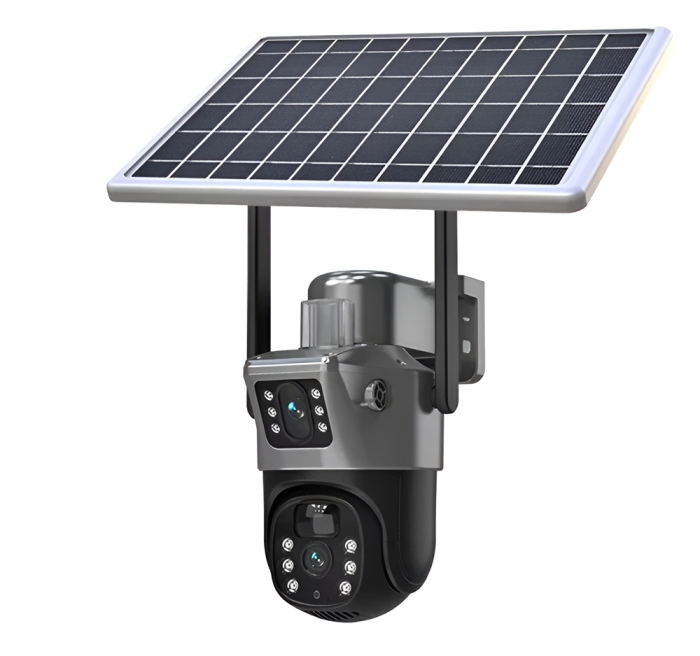 Camera de supraveghere duble Cu panou solar, eSimplu®, 4MP, 2.5K, acumulatori 15600 mAh, 4G SIM 2.4Ghz, Panou Solar 8W, 4X zoom, vedere nocturna, Urmarire automata, IP66, stocare card, Negru [2]