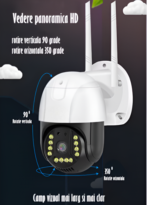 Camera de Supraveghere Video 5MP 2560x1920, Aplicatie Dedicata, Intelligent Tracking, PTZ, WIFI, Lan, AP hotspot, Micro SD, Rotire, Alarma miscare, Interior si Exterior [13]