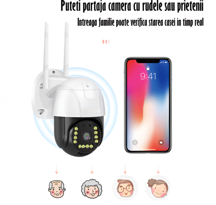 Camera de Supraveghere Video 5MP 2560x1920, Aplicatie Dedicata, Intelligent Tracking, PTZ, WIFI, Lan, AP hotspot, Micro SD, Rotire, Alarma miscare, Interior si Exterior [8]