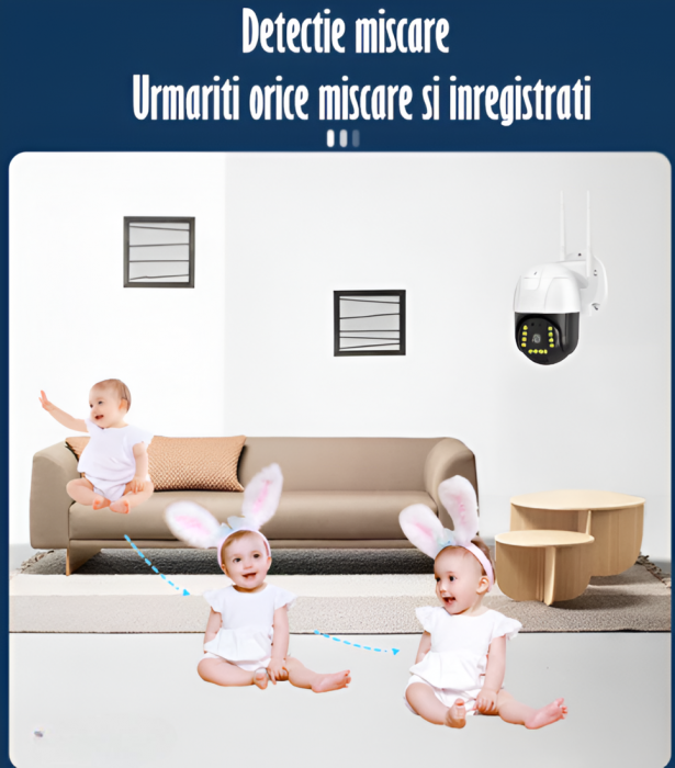 Camera de Supraveghere Video 5MP 2560x1920, Aplicatie Dedicata, Intelligent Tracking, PTZ, WIFI, Lan, AP hotspot, Micro SD, Rotire, Alarma miscare, Interior si Exterior [2]