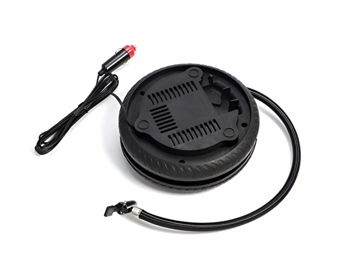 Compresor Aer Auto In Forma De Anvelopa, 12V, 260 PSI, 20l/minut, Pompa Pentru Umflare Anvelopa, Roti Bicicleta Sau Mingi, Negru-rosu [6]