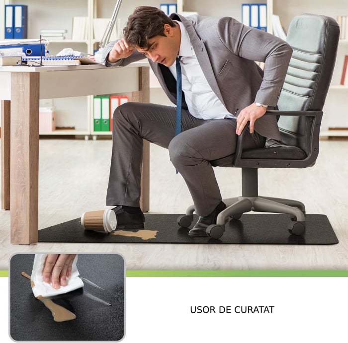 Covoras Protectie Pardoseala, Aspect Mat, Impotriva Zgarieturilor, Negru, 140x100 Cm [5]