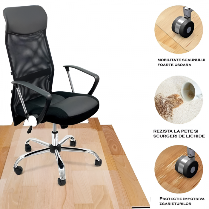 Covoras Protectie Pardoseala Birou, Aspect Mat, Impotriva Zgarieturilor, Transparent, 120x90 Cm [3]
