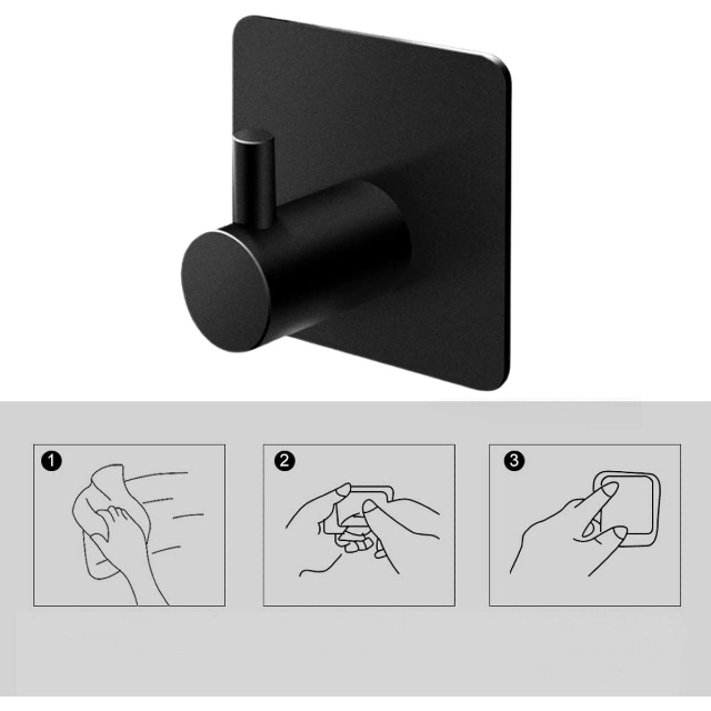 Cuier cu adeziv super rezistent, pentru baie sau bucatarie, negru [5]