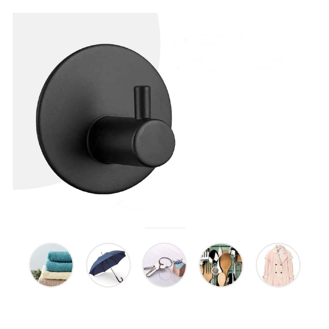 Cuier cu adeziv super rezistent, pentru baie sau bucatarie, negru mat [4]