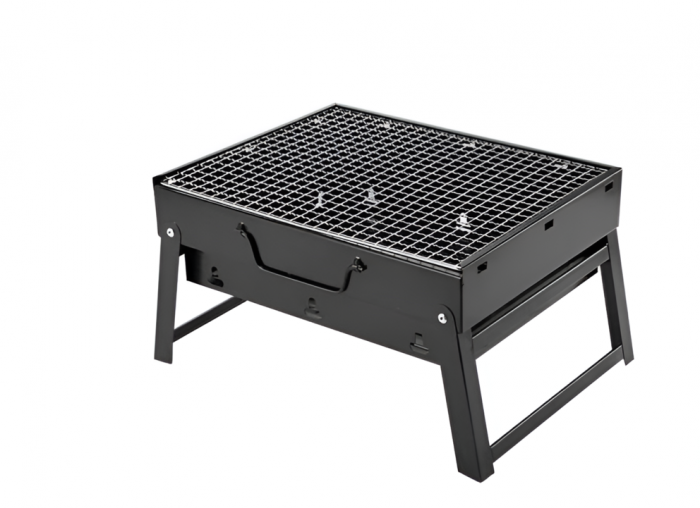 Gratar Pliabil, pentru Camping, Compact, Rezistent, Otel inoxidabil, 35x26x20cm, Negru, eSimplu [1]